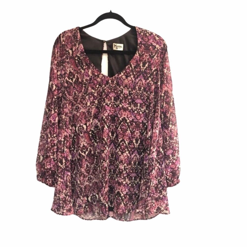 Show Me Your Mumu Snake Tunic Top Purple